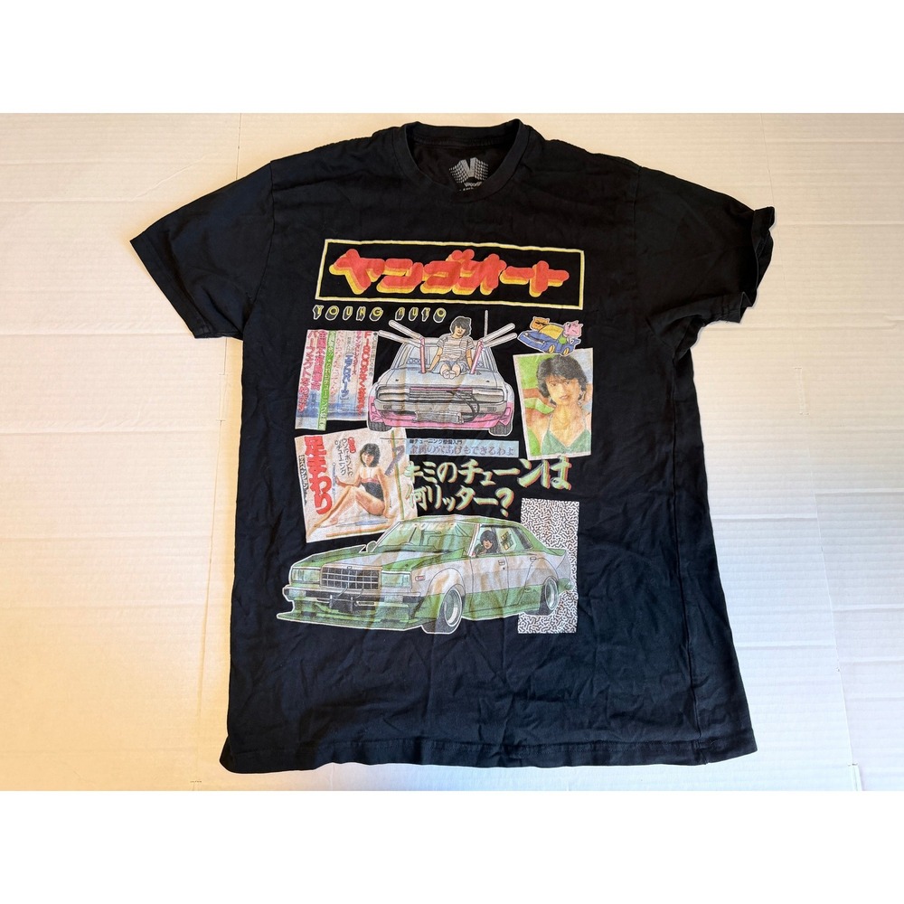 Vapor95 Young Auto Graphic T-Shirt Black Mens Medium JDM Japanese Car Art Tee